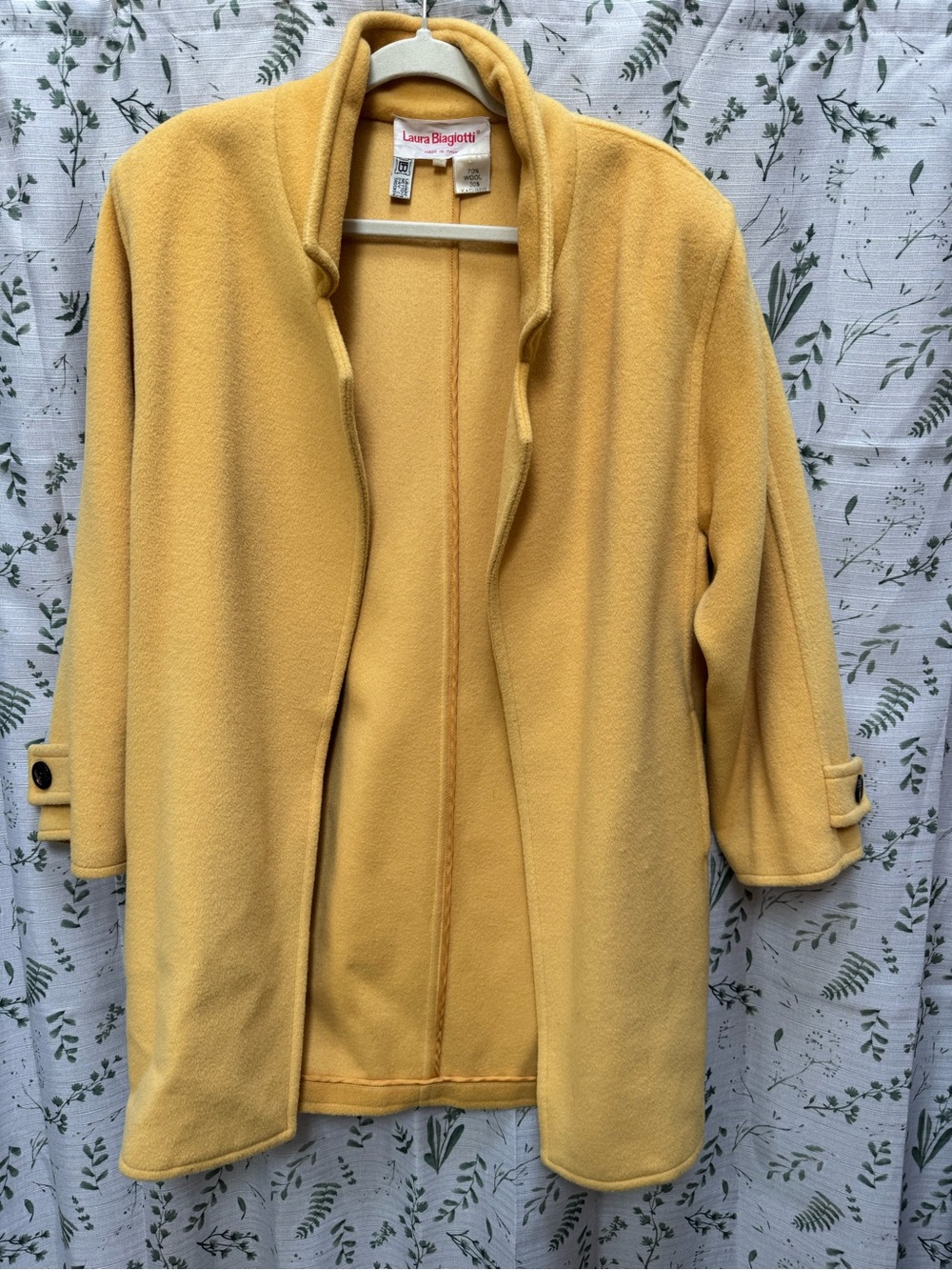 Vintage Italian designer Laura Biagiotti Women's Yellow Open-Front Pea Coat